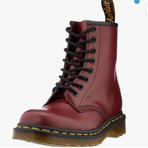 Dr. Martens Womens 1460 W Black Nappa 8 Eye Boot Cherry Red W Size 9 M size 8